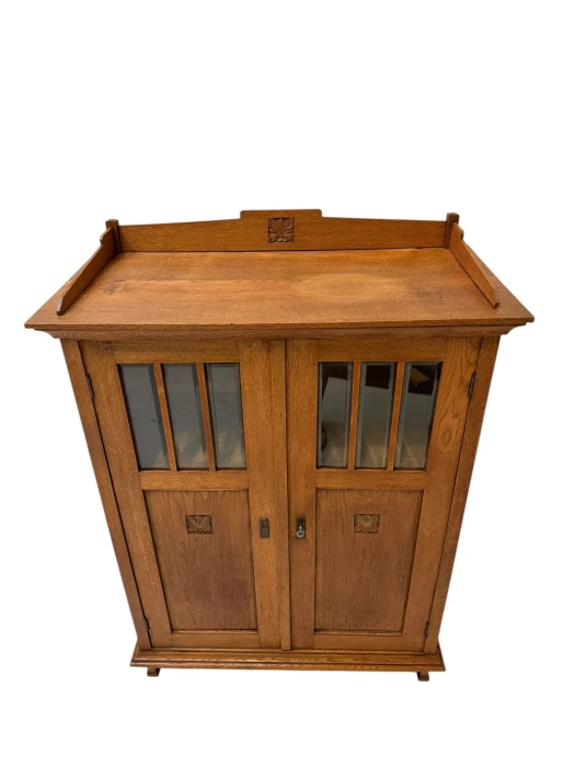 Arts & Crafts Art Nouveau Bookcase with Beveled Glass, 1900s
